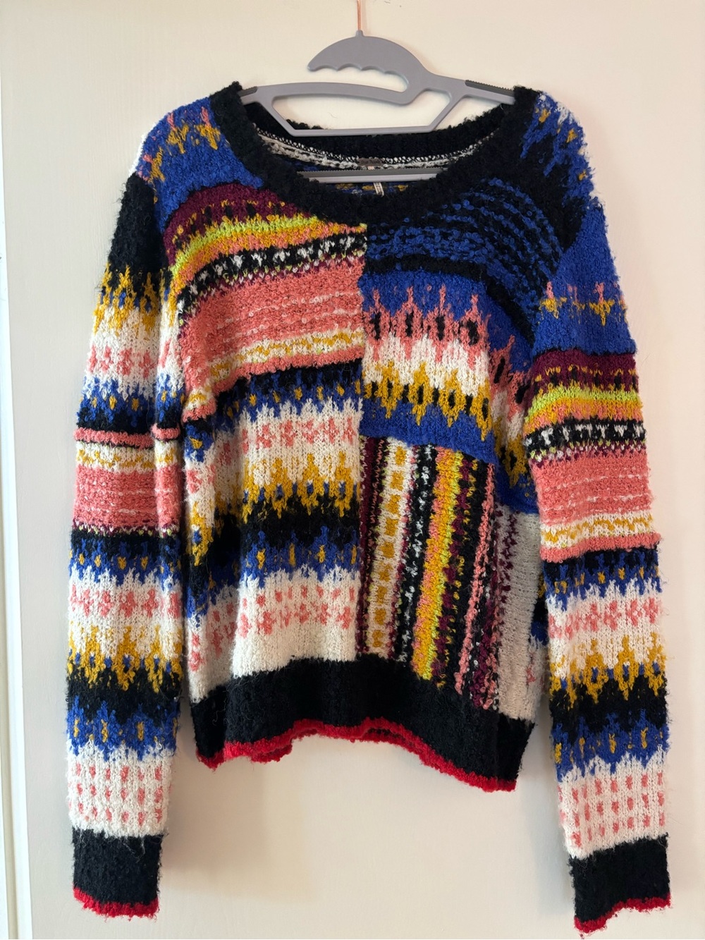 Free People Colorblock Crewneck Sweater